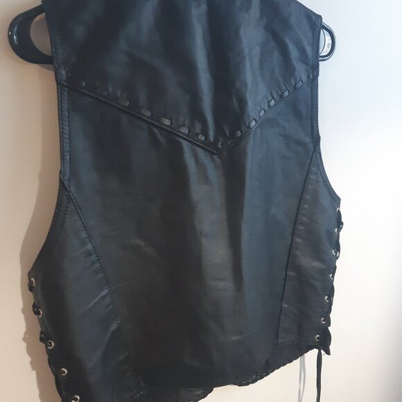 Vintage Genuine Leather - Men's - Sleeveless Vest - Embossed Eagle - Biker Style - Picture 12 of 13